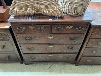 Lot 71 - Antique oak chest of drawers with brass drop...