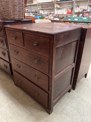 Lot 73 - Antique oak chest of drawers with brass drop...