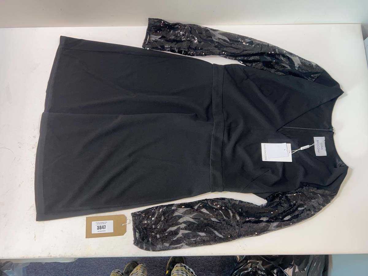 Lot 3847 - Gina Bacconi sequin sleeved dress black (16)...