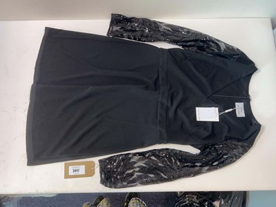 Lot 3847 - Gina Bacconi sequin sleeved dress black (16)...