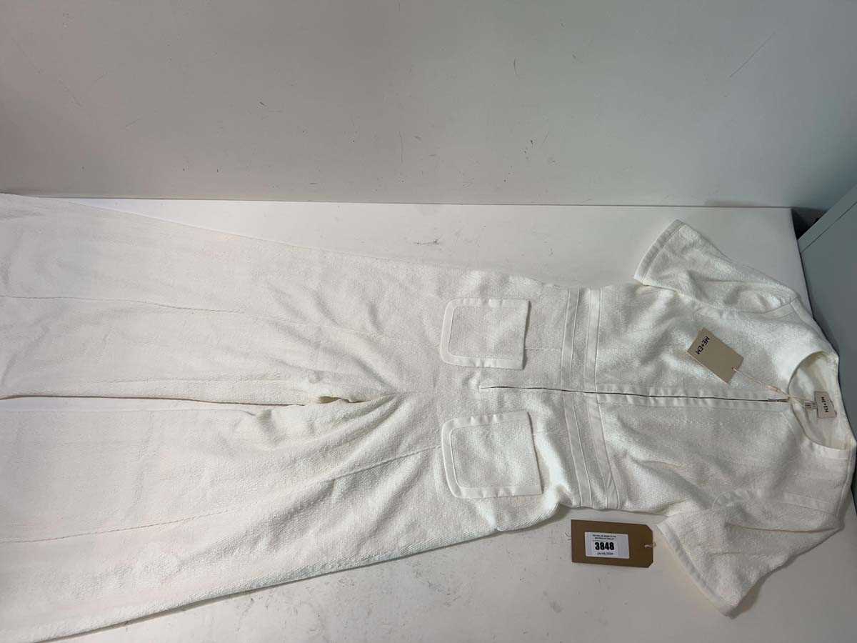Lot 3848 - ME + EM bound detail kick flare jumpsuit Cream...