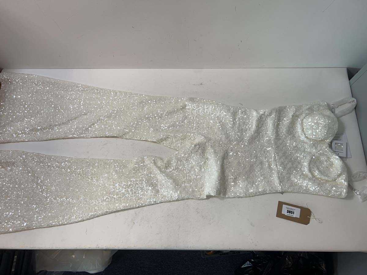 Lot 3851 - Nadine Merabi Lucinda white sequin jumpsuit...
