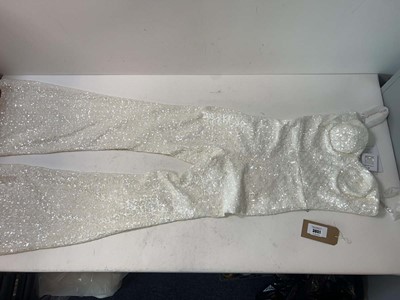 Lot 3851 - Nadine Merabi Lucinda white sequin jumpsuit...