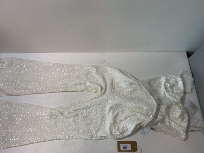 Lot 3852 - Nadine Merabi Lucinda white sequin jumpsuit...