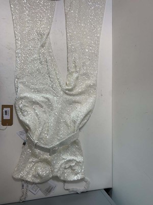 Lot 3852 - Nadine Merabi Lucinda white sequin jumpsuit...
