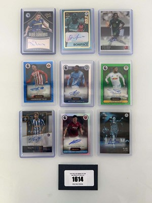 Lot 1614 - (9) Autograph Football trading cards, some...