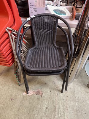 Lot 93 - 2 black and woven garden chairs
