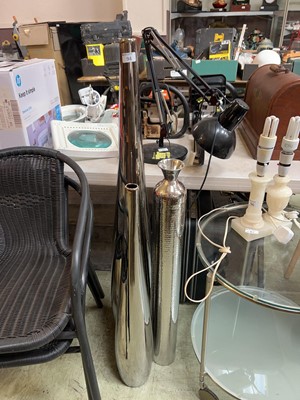 Lot 94 - 3 chrome finish tall vases