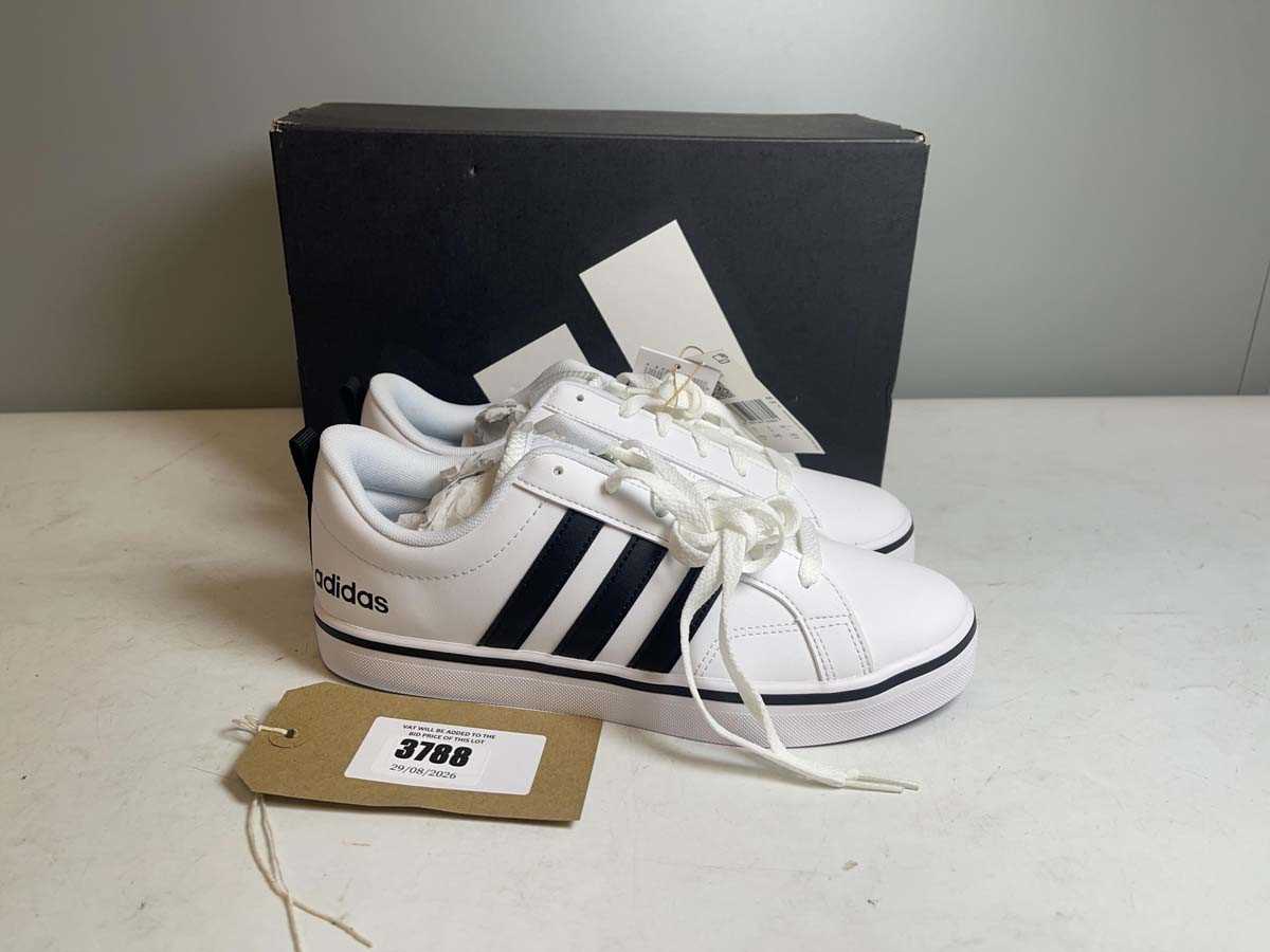 Lot 3788 - Adidas UK6 VS pace 2.0 trainers in white /...