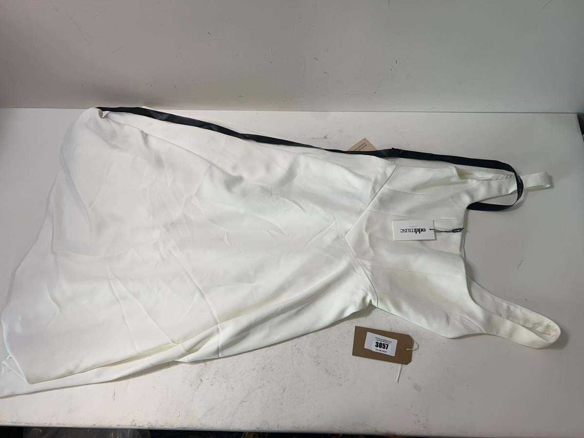 Lot 3857 - 2x Oddmuse square neck midi dresses white (M/L)