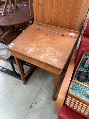 Lot 113 - Traditional style lift top school desk