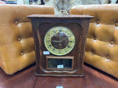 Lot 117 - Oak cased pendulum wall clock by Bonne Foy