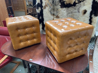 Lot 118 - Pair of leather cube footstools