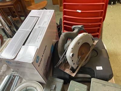 Lot 128 - Easytac electric stapler with probe, skillsaw...