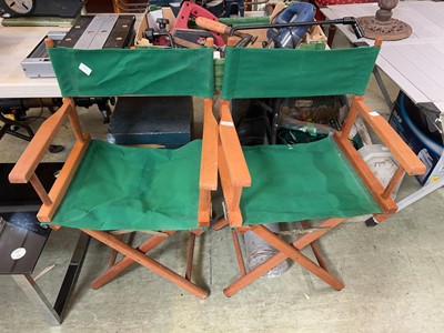 Lot 131 - 2 green and teak folding director style chairs