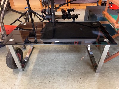 Lot 132 - Chrome and black glass coffee table