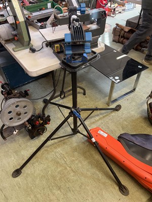 Lot 134 - A four legged bicycle stand with clamp