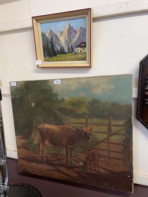 Lot 149 - A small framed Alpine painting and another...
