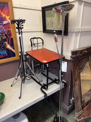 Lot 154 - An uplighter, plant stand, tripod, trolly and...