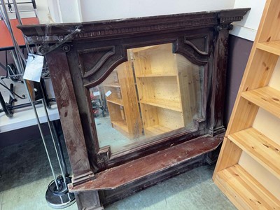 Lot 158 - An antique over mantle mirror with shelf