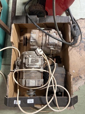 Lot 173 - Three electric motors for wood turning lathe etc.