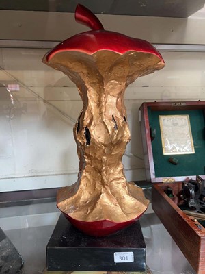Lot 301 - An artwork model of an apple core on a plinth