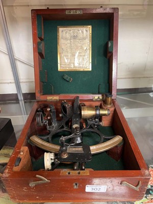 Lot 302 - A wooden cased sextant by Hentry Hughes & Son