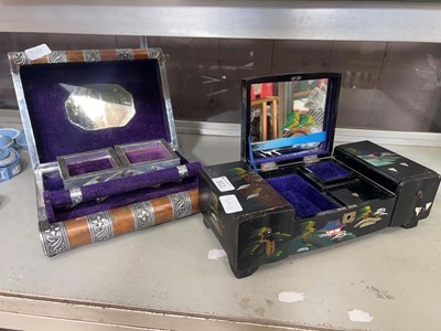 Lot 311 - Two ornate jewellery boxes, one metal bound...