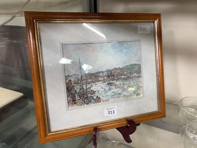Lot 313 - A framed and glazed harbour watercolour signed...