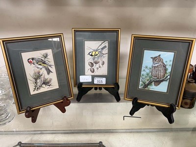 Lot 315 - Three framed and glazed prints of birds