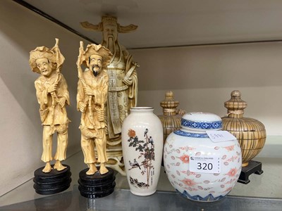 Lot 320 - A selection of oriental figugures, satsuma pot...