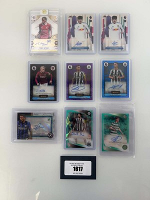 Lot 1617 - (9) Autograph Football trading cards, some...