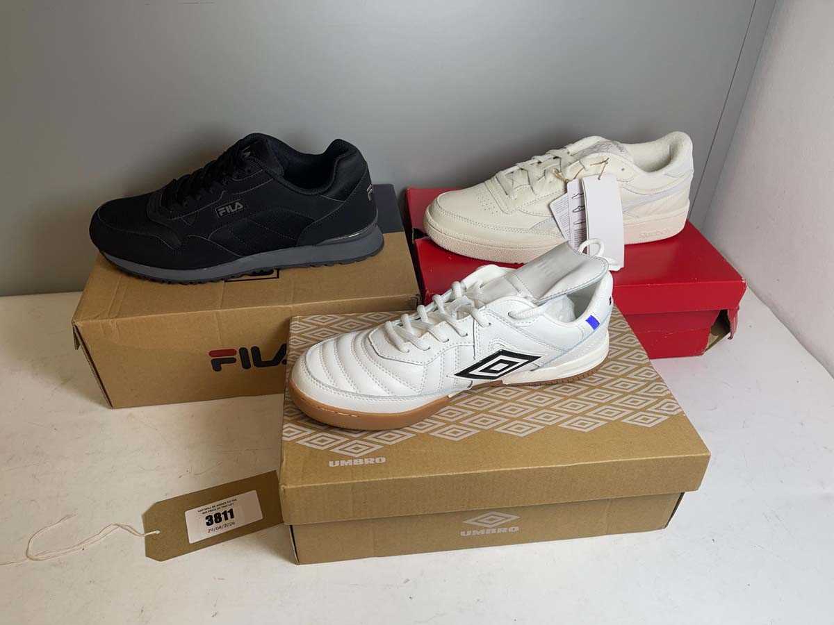 Lot 3811 - 3x Boxed pairs of trainers to include Umbro...