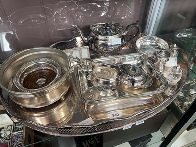 Lot 340 - Collection of silver plate including a teapot,...