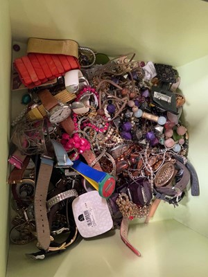 Lot 342 - Box of assorted dress jewellery and watches
