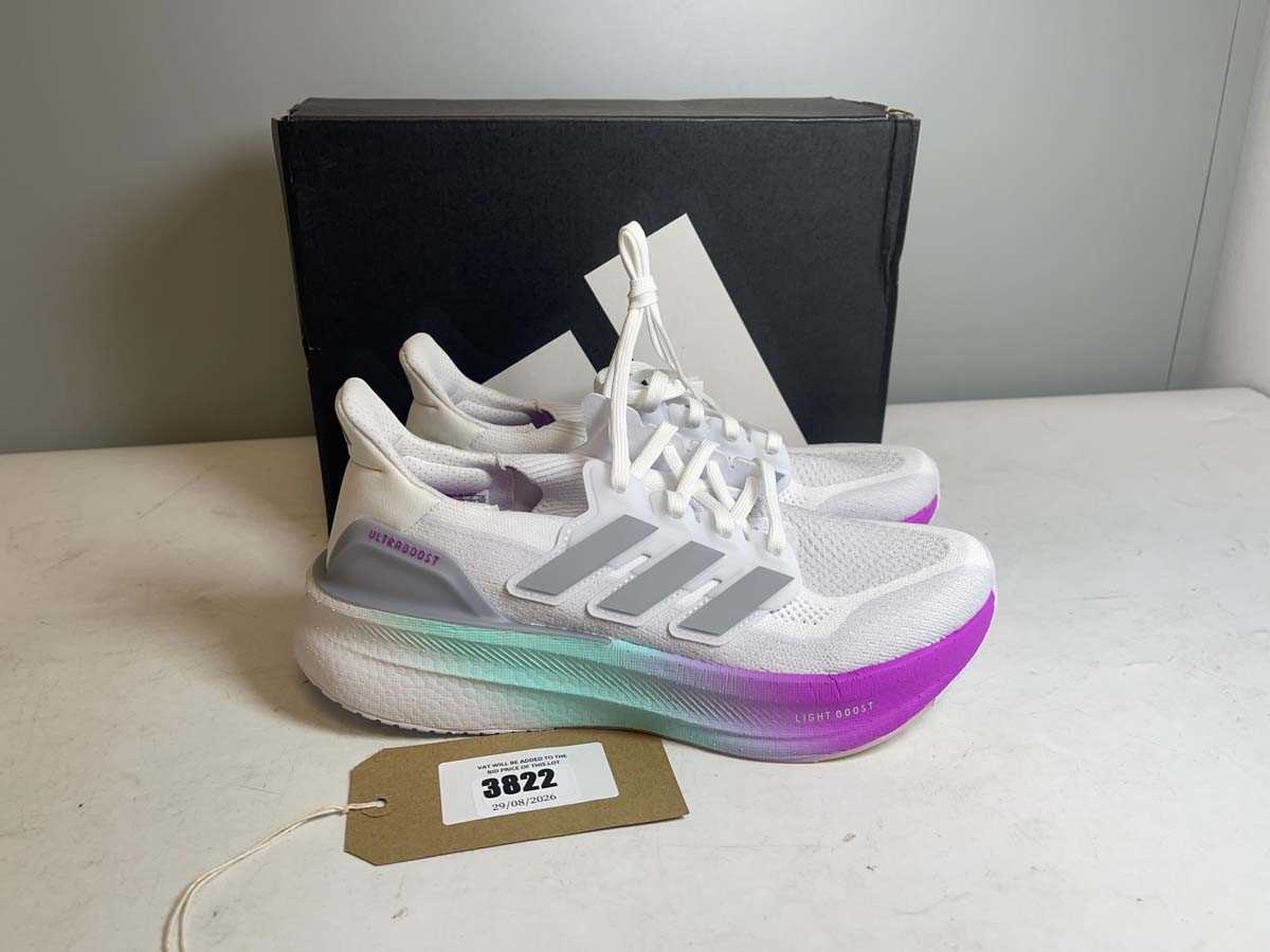 Lot 3822 - Adidas UK8 ultraboost 5 W trainers in white -...