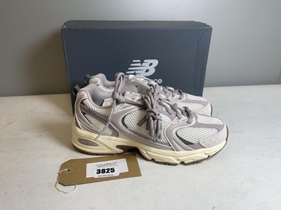 Lot 3825 - New Balance UK6 530 trainers in white / lilac -...