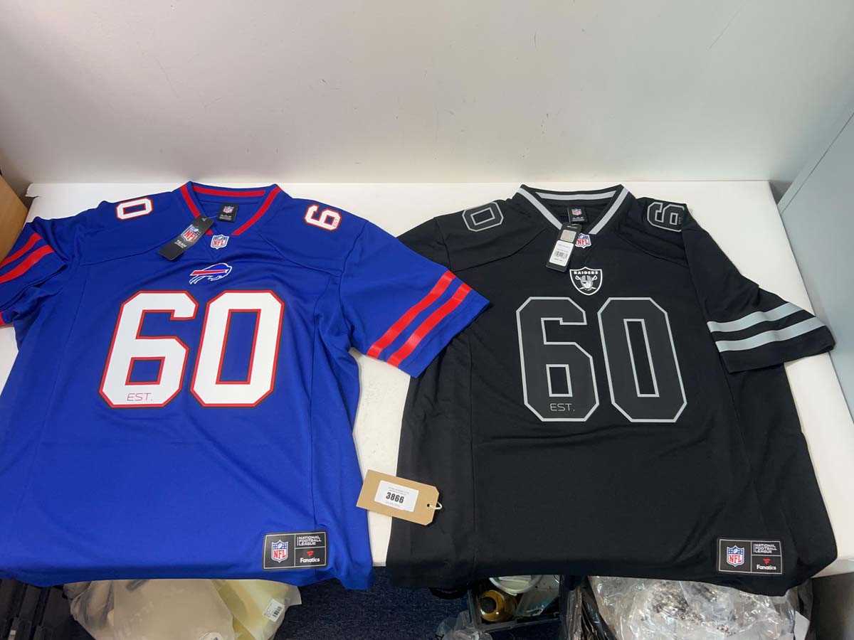 Lot 3866 - 2x NFL jerseys LA Raiders and Buffalo Bills (2XL)