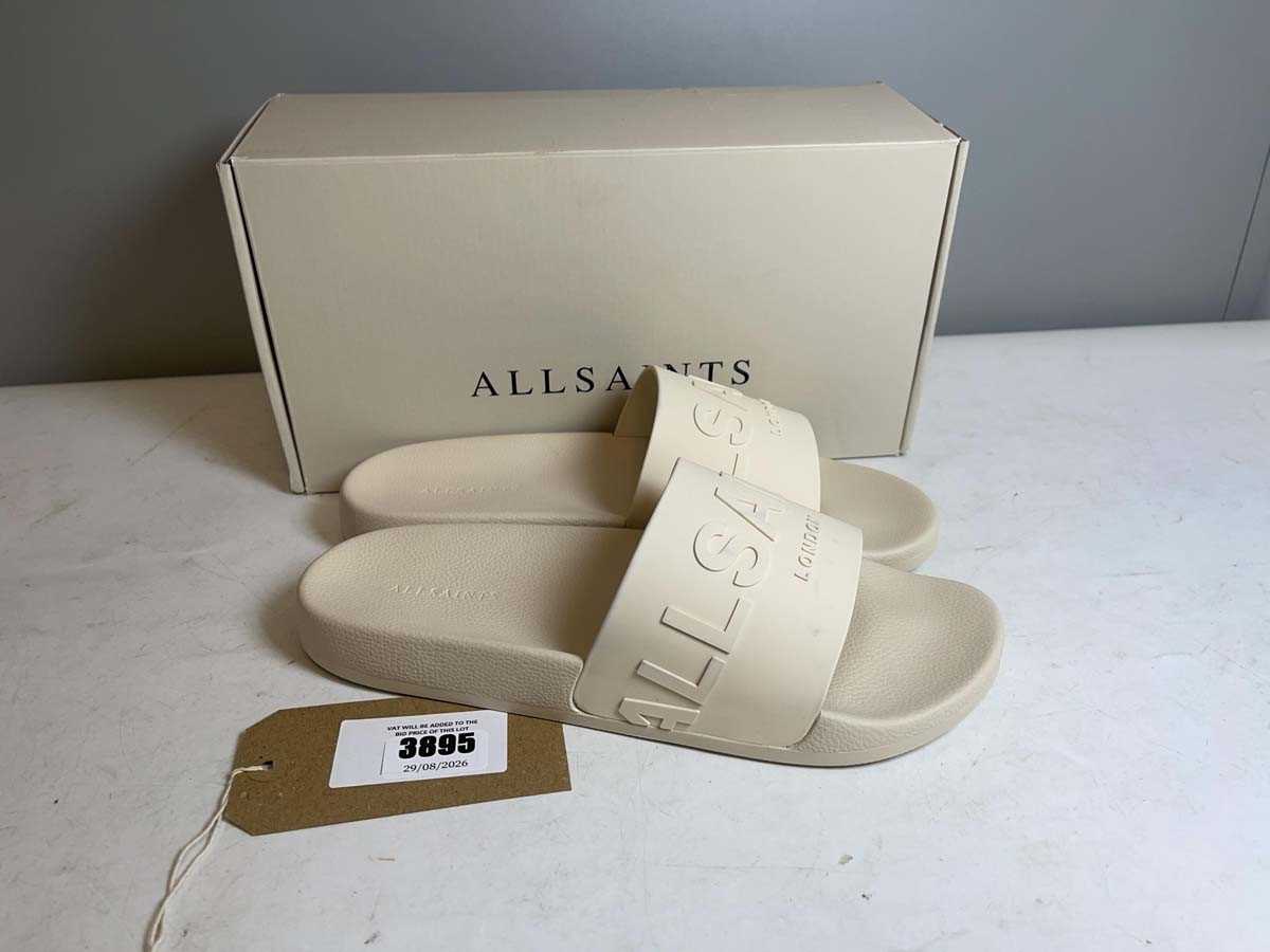 Lot 3895 - All Saints UK10 biggy sliders in chalk white -...