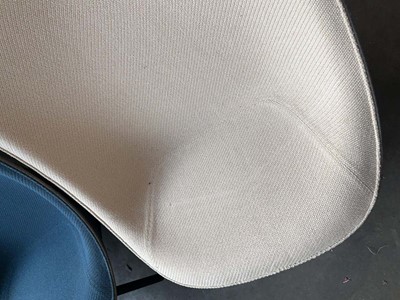 Lot 58 - 3x Large lounge type chairs, 2x in blue cloth,...