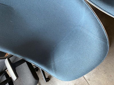 Lot 58 - 3x Large lounge type chairs, 2x in blue cloth,...