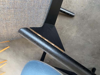 Lot 58 - 3x Large lounge type chairs, 2x in blue cloth,...