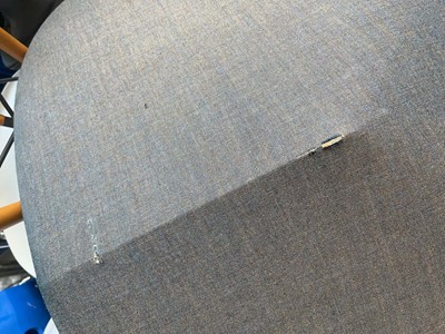 Lot 58 - 3x Large lounge type chairs, 2x in blue cloth,...
