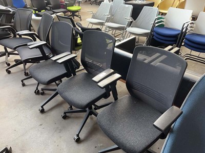 Lot 59 - 3x black mesh and charcoal seat office chairs...