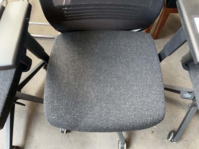 Lot 59 - 3x black mesh and charcoal seat office chairs...