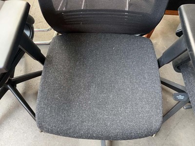 Lot 59 - 3x black mesh and charcoal seat office chairs...