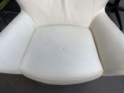 Lot 61 - Conran Content white leather wingback armchair...