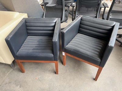 Lot 64 - Pair of David Linley walnut framed and black...