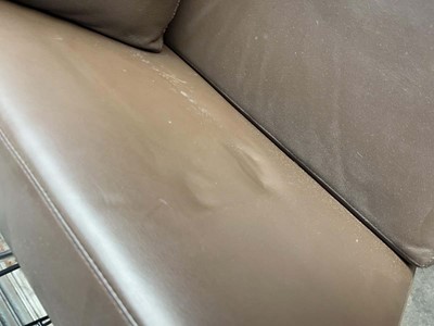 Lot 66 - Pair of B&B Italia brown leather armchairs on...