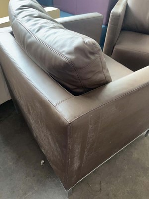 Lot 66 - Pair of B&B Italia brown leather armchairs on...